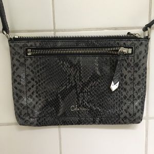 Cole Haan snake embossed crossbody in Gray/Black